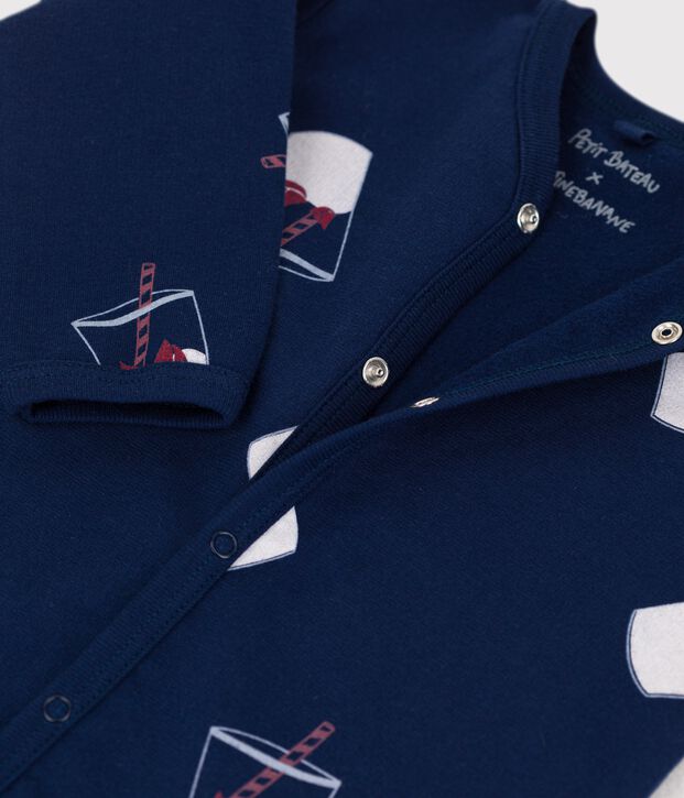 Babies' Organic Cotton Sleepsuit Tajinebanane x Petit Bateau blue/multicolor