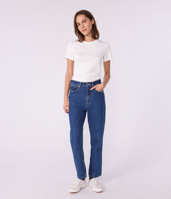 Women's short-sleeved rib knit Iconic Cocotte T-shirt ECUME white