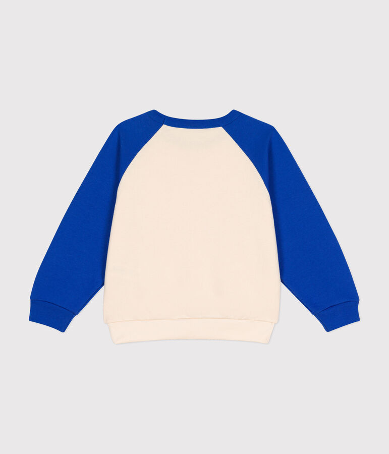 Boys' fleece sweatshirt Ecru/blue