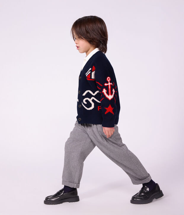 Children's wool and cotton cardigan with little motifs red/multicolor