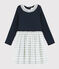 Girl's Long-sleeved Dress SMOKING blue/MULTICO white