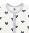 Little girl's onesie in extra warm brushed towelling. MARSHMALLOW white/ASTRO blue