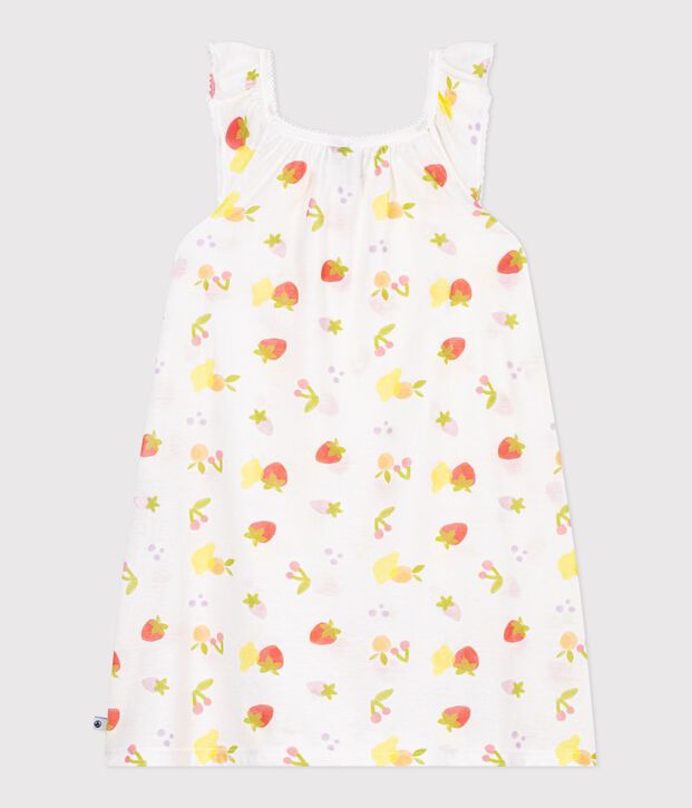 Children's fruit print cotton nightdress white/multicolor
