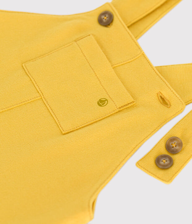 Babies' Short Lightweight Fleece Dungarees yellow