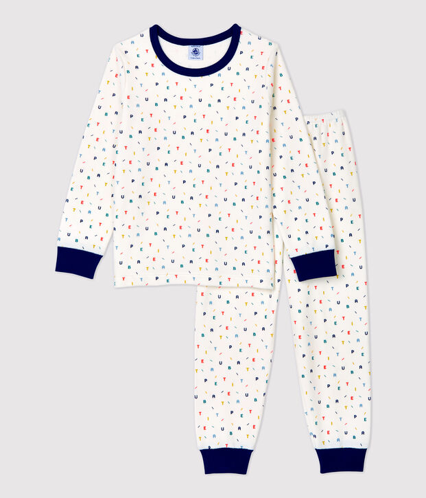 Multicoloured Letter Print Velour Pyjamas white/multicolor