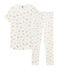 Girls' Ribbed Pyjamas MARSHMALLOW white/MULTICO white