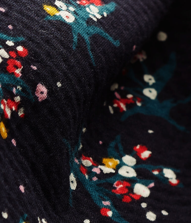 Girl's quilted double knit dress with 3/4 sleeves SMOKING blue/MULTICO white