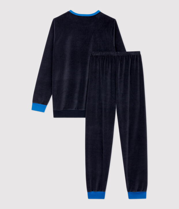 Boys' Navy Blue Velour Pyjamas SMOKING