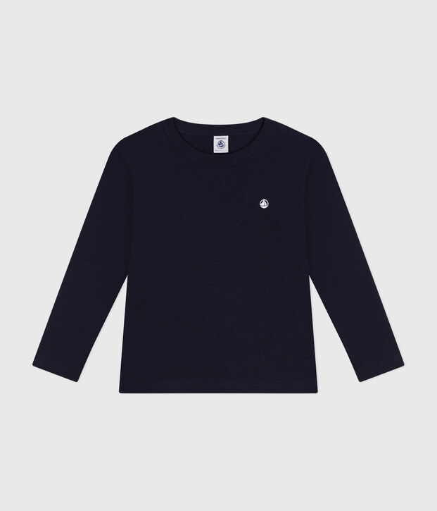 Children's long-sleeved rib knit unisex t-shirt blue