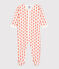 Babies' Retro Floral Organic Cotton Fleece Sleepsuit MARSHMALLOW white/SPICY