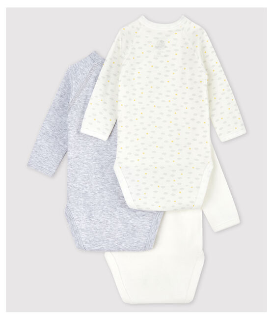 Babies' Long-sleeved Wrapover Organic Cotton Bodysuits - 3-Pack variante 1