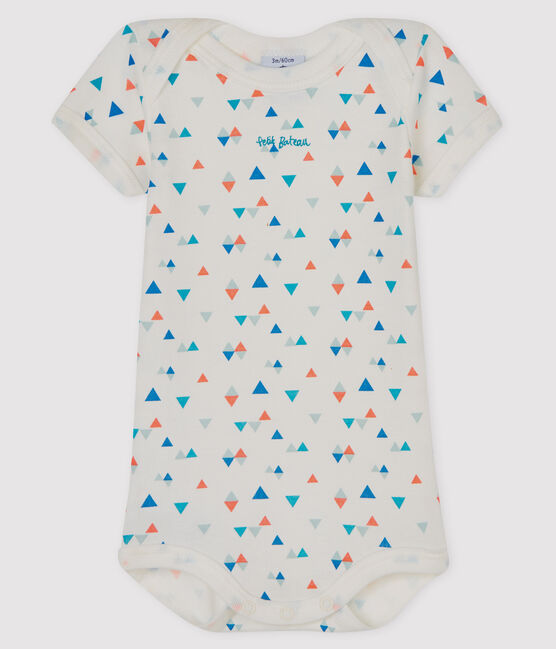 Baby boys-girls' short-sleeved bodysuit MARSHMALLOW white/MULTICO white