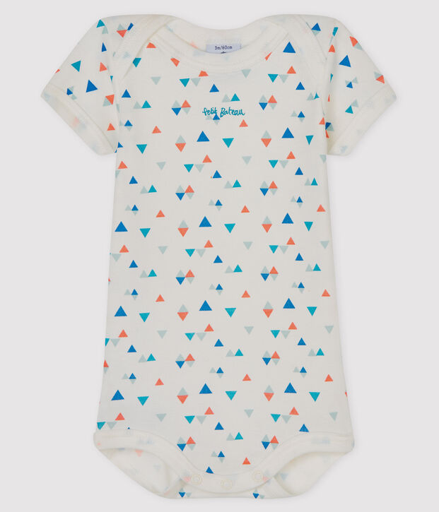 Baby boys-girls' short-sleeved bodysuit white/multicolor
