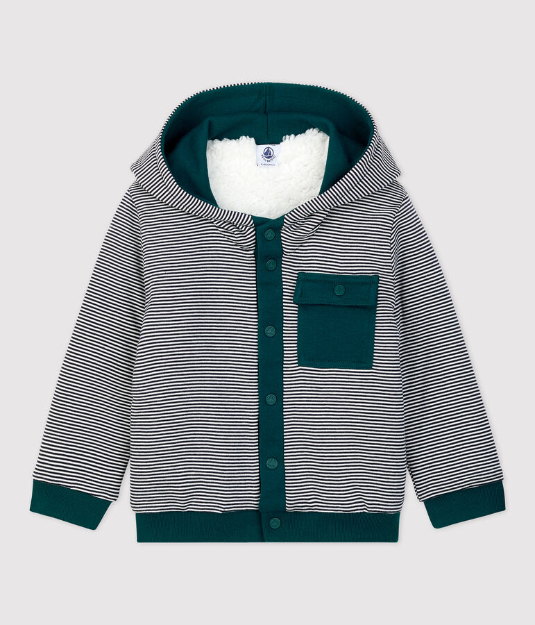 Babies' Sherpa Cardigan white/green
