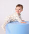 Babies' velour pyjama suit printed with leopards MARSHMALLOW white/MULTICO white