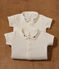 Babies' short-sleeved cotton body with embroidered details Ecru/blue