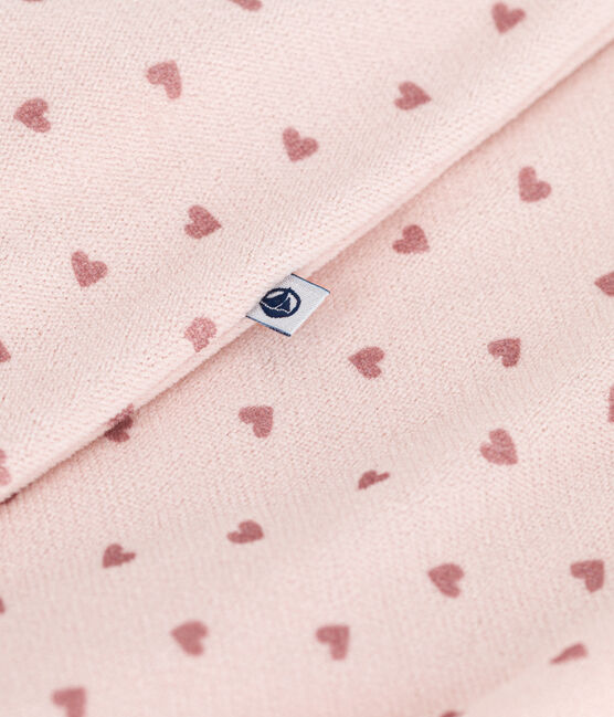 Babies' mini heart print velour bodyjamas SALINE pink/ROSEWOOD