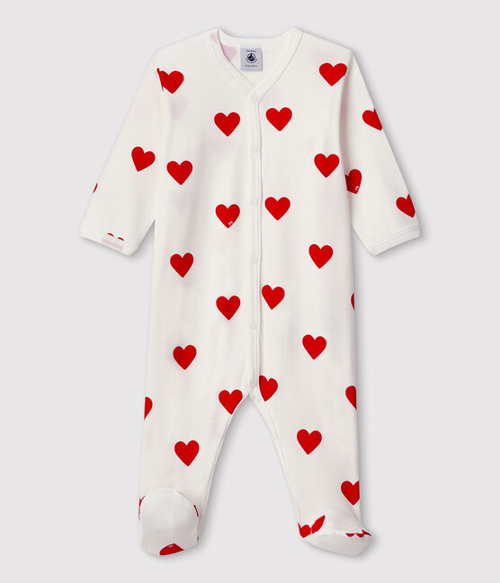 Baby Red Heart Ribbed Sleepsuit MARSHMALLOW white/TERKUIT red