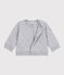 Babies' plain thick cotton cardigan FUMEE CHINE grey