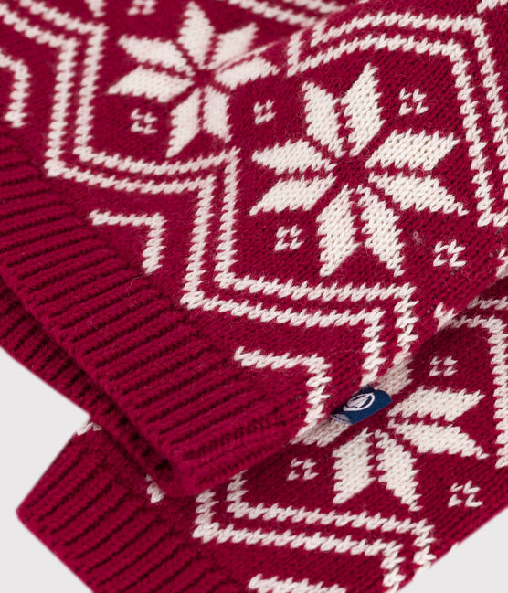 Babies' patterned wool and cotton jumper AMARANTE red/AVALANCHE