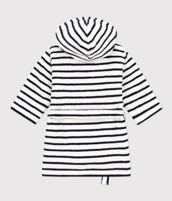 Children's Unisex Pinstriped Terry Bathrobe LAIT white/MEDIEVAL blue