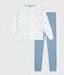 Women's cotton heart print pyjamas in two materials ADRIATIC blue/MULTICO