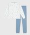 Women's cotton heart print pyjamas in two materials blue/multicolor