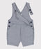 Babies' Stripy Short Dungarees MEDIEVAL blue/MARSHMALLOW white