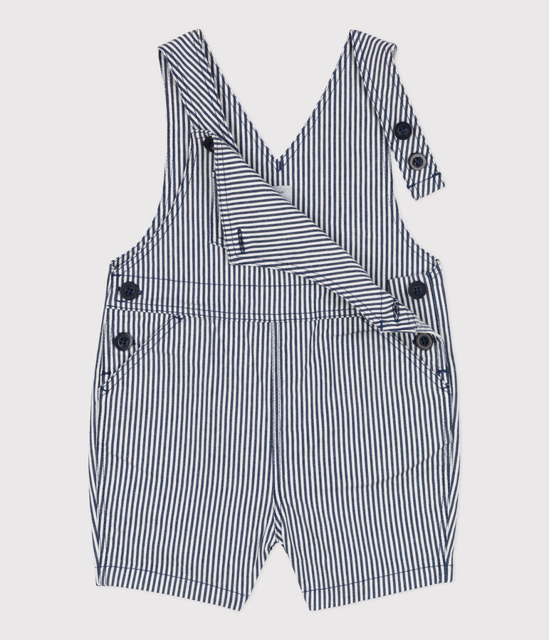 Babies' Stripy Short Dungarees blue/white