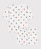Women's short heart print cotton pyjamas MARSHMALLOW white/MULTICO white