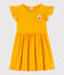 Girls' Short-Sleeved Cotton and Linen Dress TEHONI yellow
