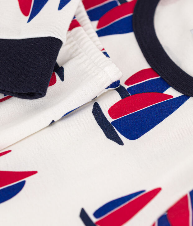 Children's boat print cotton pyjamas white/multicolor