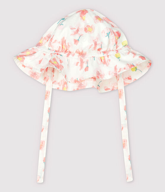 Baby Girls' Floral Print Poplin Floppy Hat MARSHMALLOW white/MULTICO white
