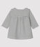 Baby Girls' Long-Sleeved Tube-Knit Striped Dress MARSHMALLOW white/SMOKING blue