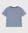 Children's short-sleeved stripy cotton T-shirt CREPUSCULE blue/MARSHMALLOW