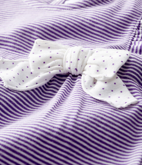 Baby girl's pinstriped playsuit REAL purple/MARSHMALLOW white