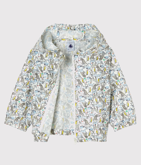 Unisex print windbreaker for babies MARSHMALLOW white/BRUT blue/MULTICO