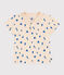 Babies' short-sleeved cotton polo shirt printed with little boats AVALANCHE blue/PERSE white