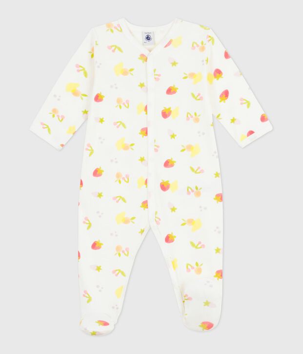Babies' fruit print cotton pyjama suit white/multicolor