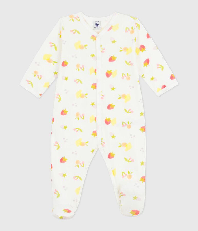 Babies' fruit print cotton pyjama suit MARSHMALLOW white/MULTICO white