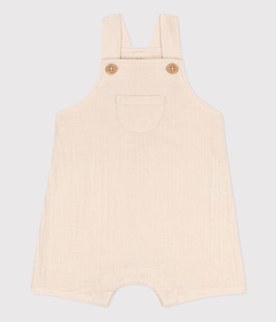 Babies' Cotton Gauze Dungaree Shorts AVALANCHE Ecru