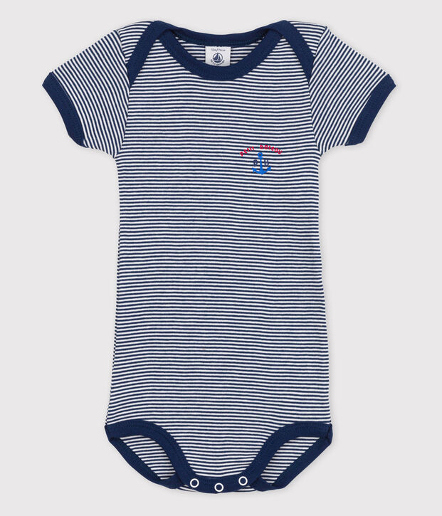 Baby Girls' Short-Sleeved Bodysuit blue/white