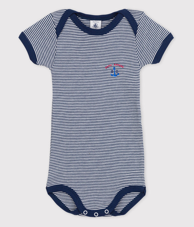 Baby Girls' Short-Sleeved Bodysuit blue/white