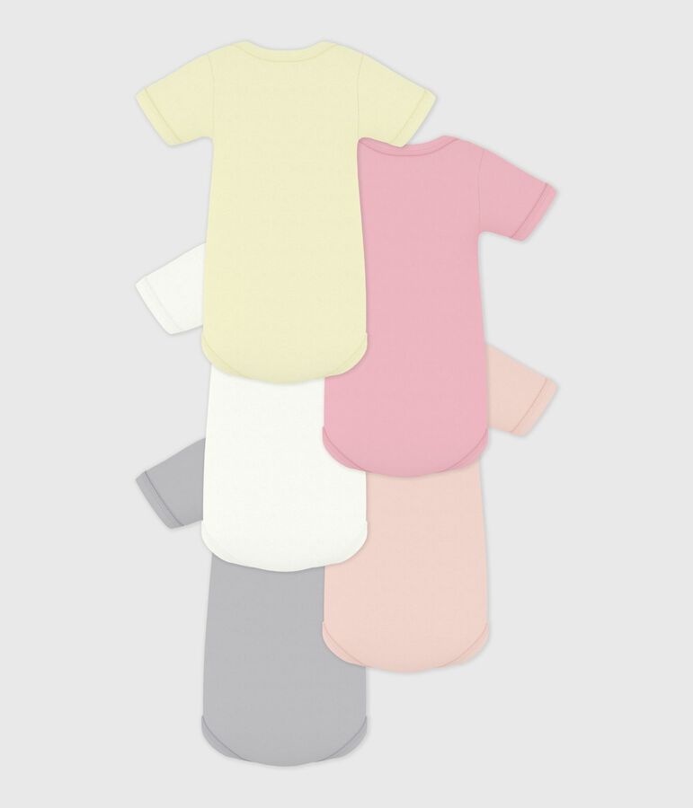 Pack of babies' short-sleeved plain cotton bodies multicolor
