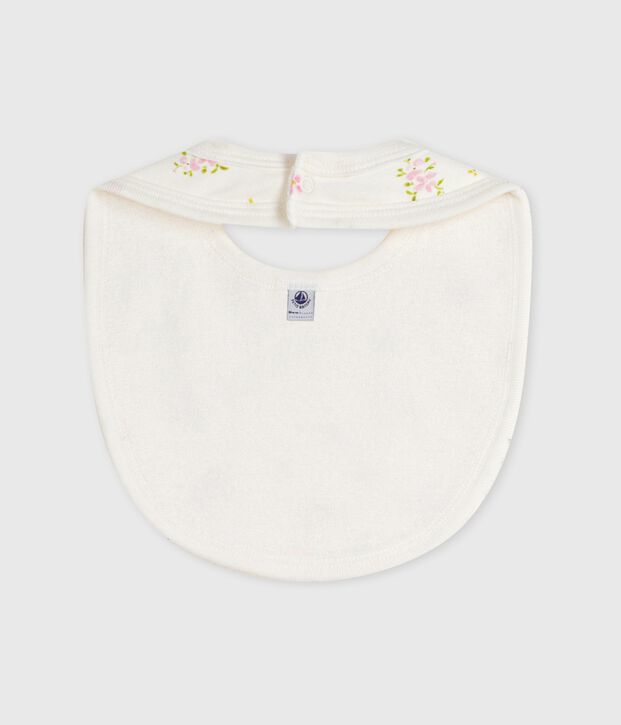 Newborn babies' printed cotton bib white/multicolor
