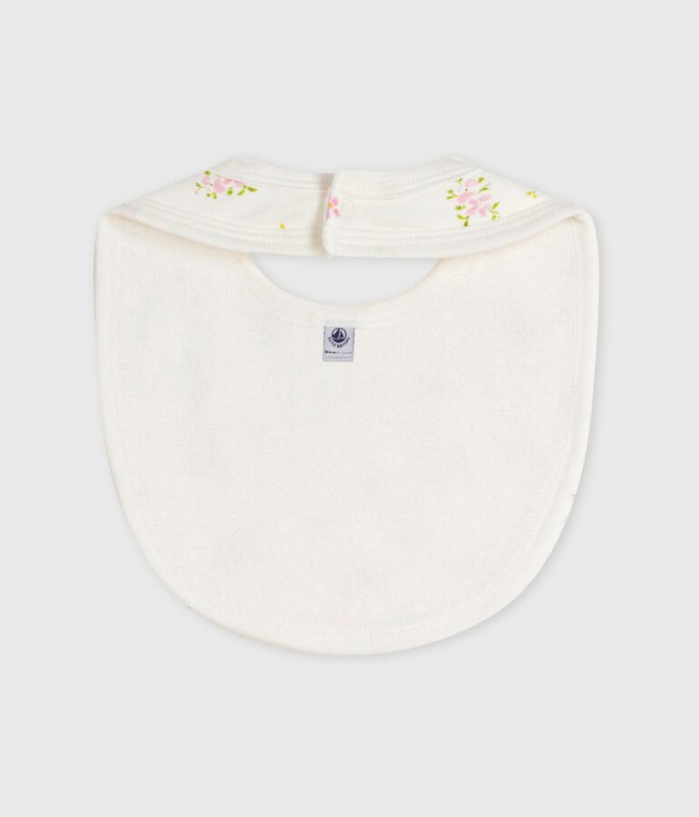 Newborn babies' printed cotton bib MARSHMALLOW white/MULTICO white