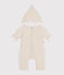 Babies' Quilted Cotton Hooded Jumpsuit MONTELIMAR CHINE beige