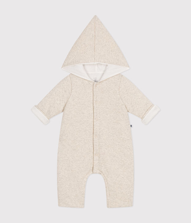 Babies' Quilted Cotton Hooded Jumpsuit MONTELIMAR CHINE