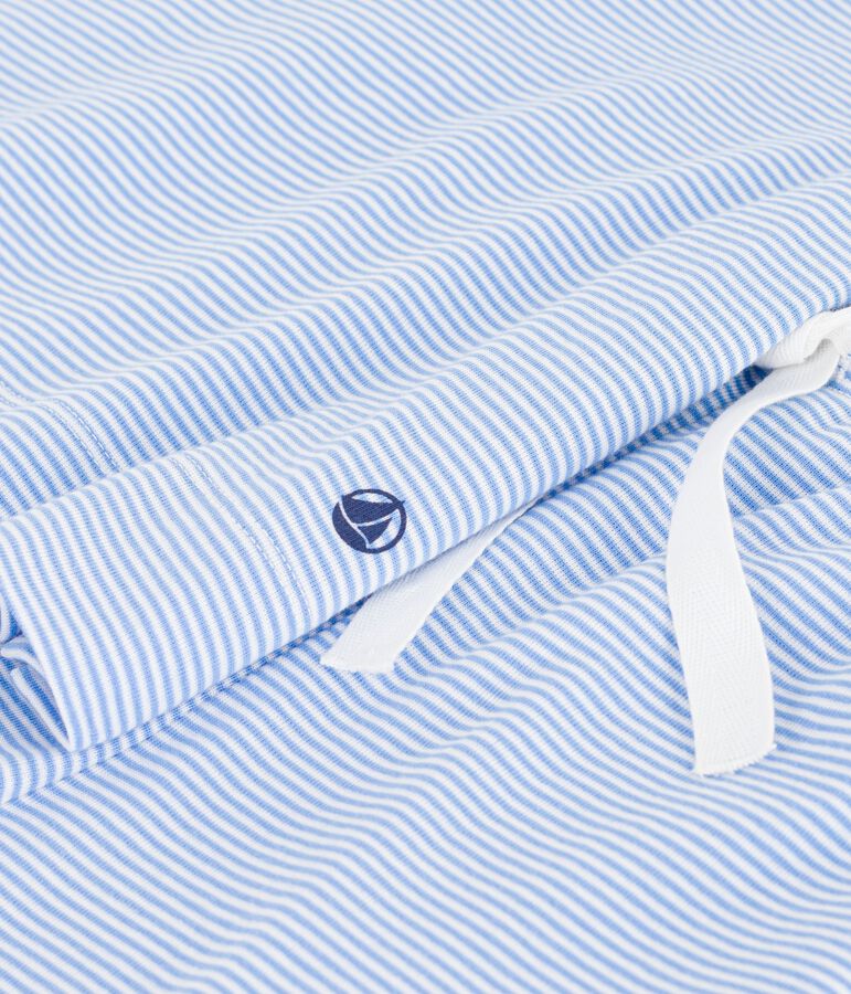 Women's short stripy cotton pyjamas blue/white