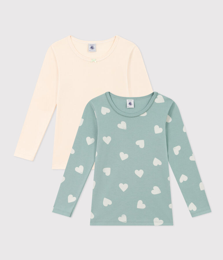 Girls' Heart Long-Sleeved Cotton T-Shirts - 2-Pack multicolor